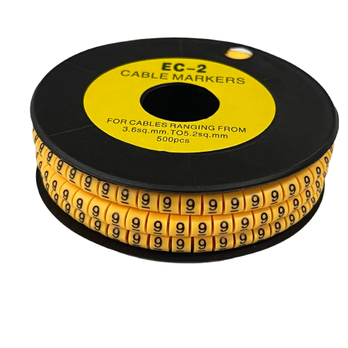 Grippes Cable Marker Yellow - 9 spool of numbered yellow cable markers on black reel for organization
