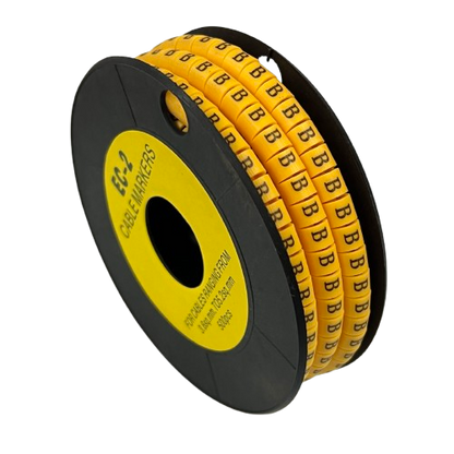 Grippes spool of Cable Marker Yellow - B lettered cable identification rings for organized wiring