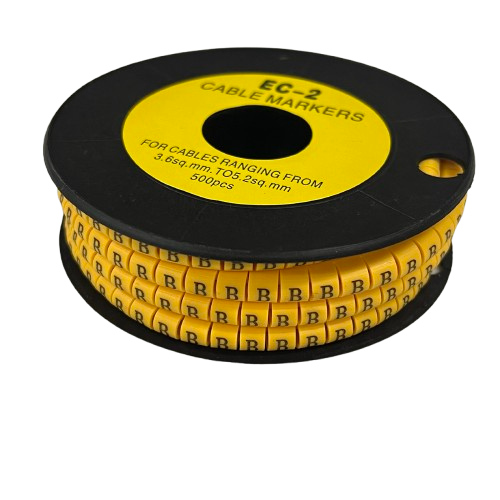 Grippes spool of Cable Marker Yellow - B adhesive letter markers for organizing cables and wires