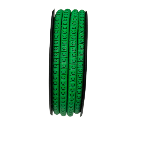 EC-1 cable marker green 1000pcs arranged neatly on a spool for efficient cable organization