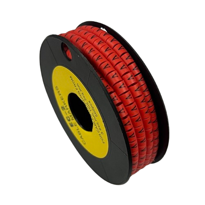 Grippes V cable marker roll in red, ideal for organized cable management and labeling