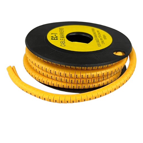 Yellow L Marker 2.6mm to 4.2mm cable management spiral wrap on black spool from China