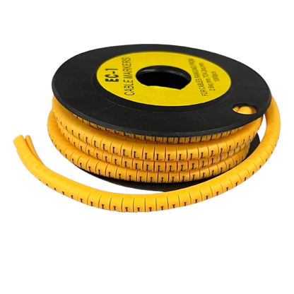 Yellow L Marker 2.6mm to 4.2mm cable management spiral wrap on black spool from China