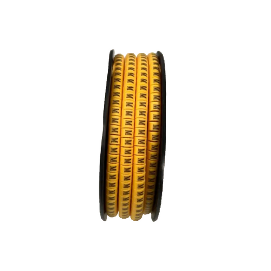 Spool of yellow M Marker 2.6mm to 4.2mm cable management markers for organizing wires