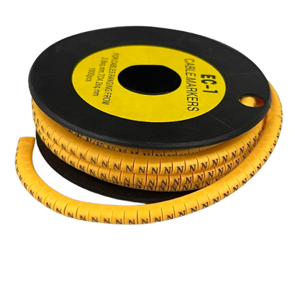 N Marker 2.6mm to 4.2mm yellow cable management wrap on black spool from China