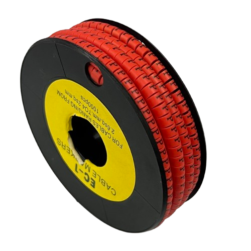 Grippes cable management spool with P Marker Red 2.6mm to 4.2mm 1000pc red markers for wire labeling