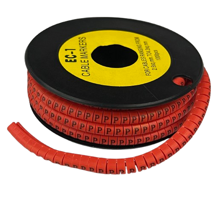 Grippes P Marker Red 2.6mm to 4.2mm 1000pc cable management markers on black spool