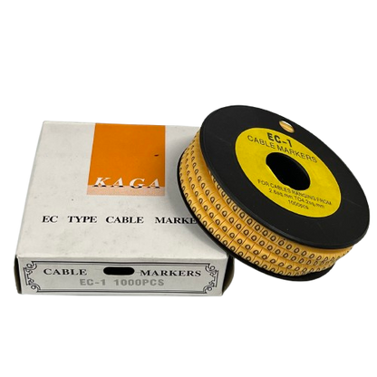 Q Marker 2.6mm to 4.2mm cable management markers on a spool with packaging box from China