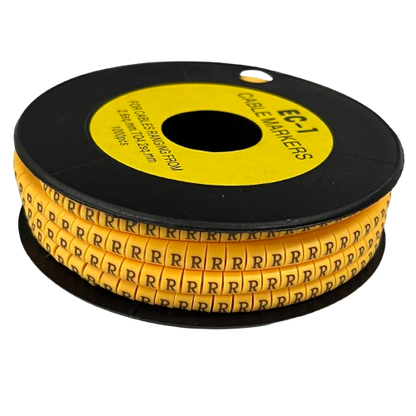 R Marker 2.6mm to 4.2mm yellow cable management markers on a black spool from China