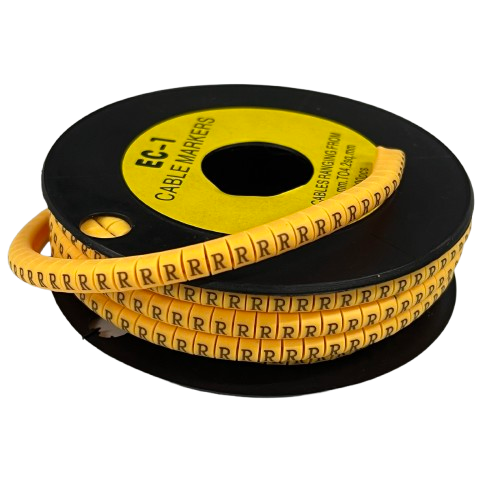 R Marker 2.6mm to 4.2mm cable management tube with black spool for organized wiring