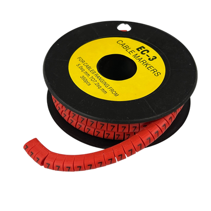 Grippes red cable markers 5mm to 7mm for organized cable management and easy identification