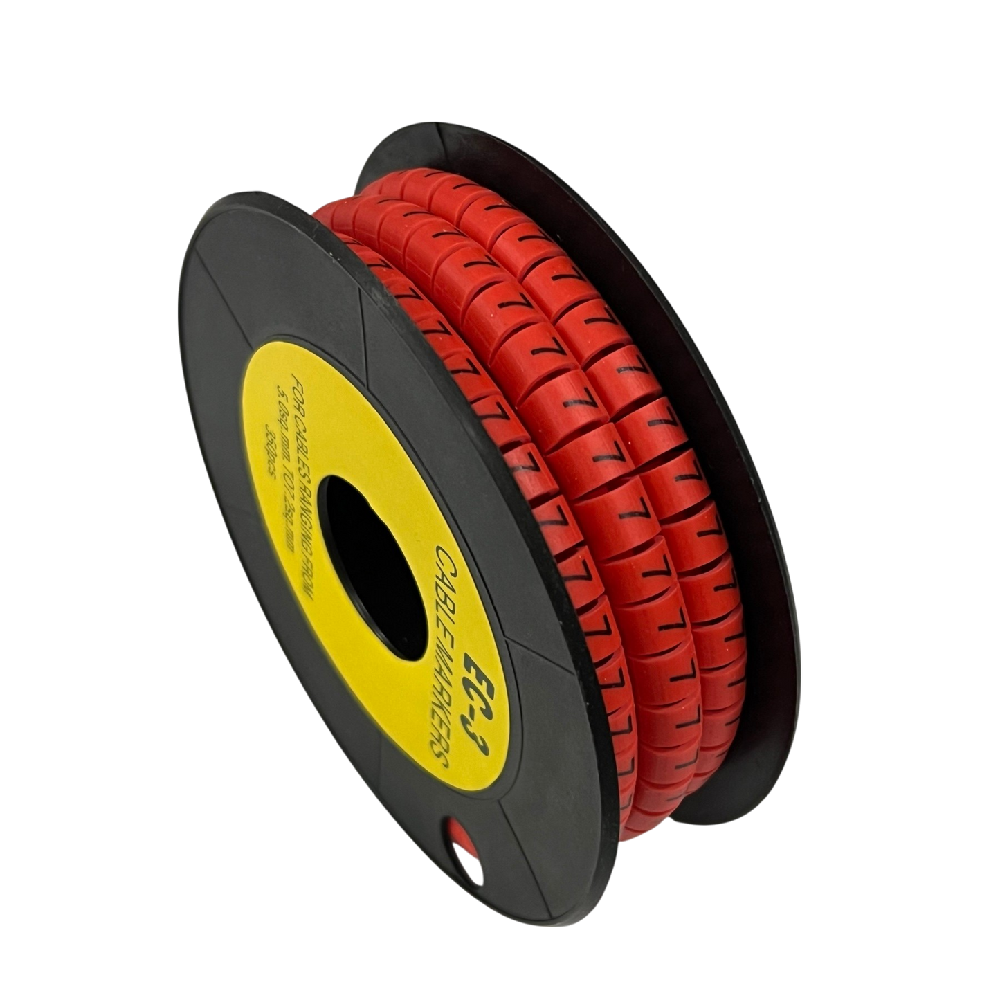 Grippes red cable markers 5mm to 7mm on a spool for effective cable organization