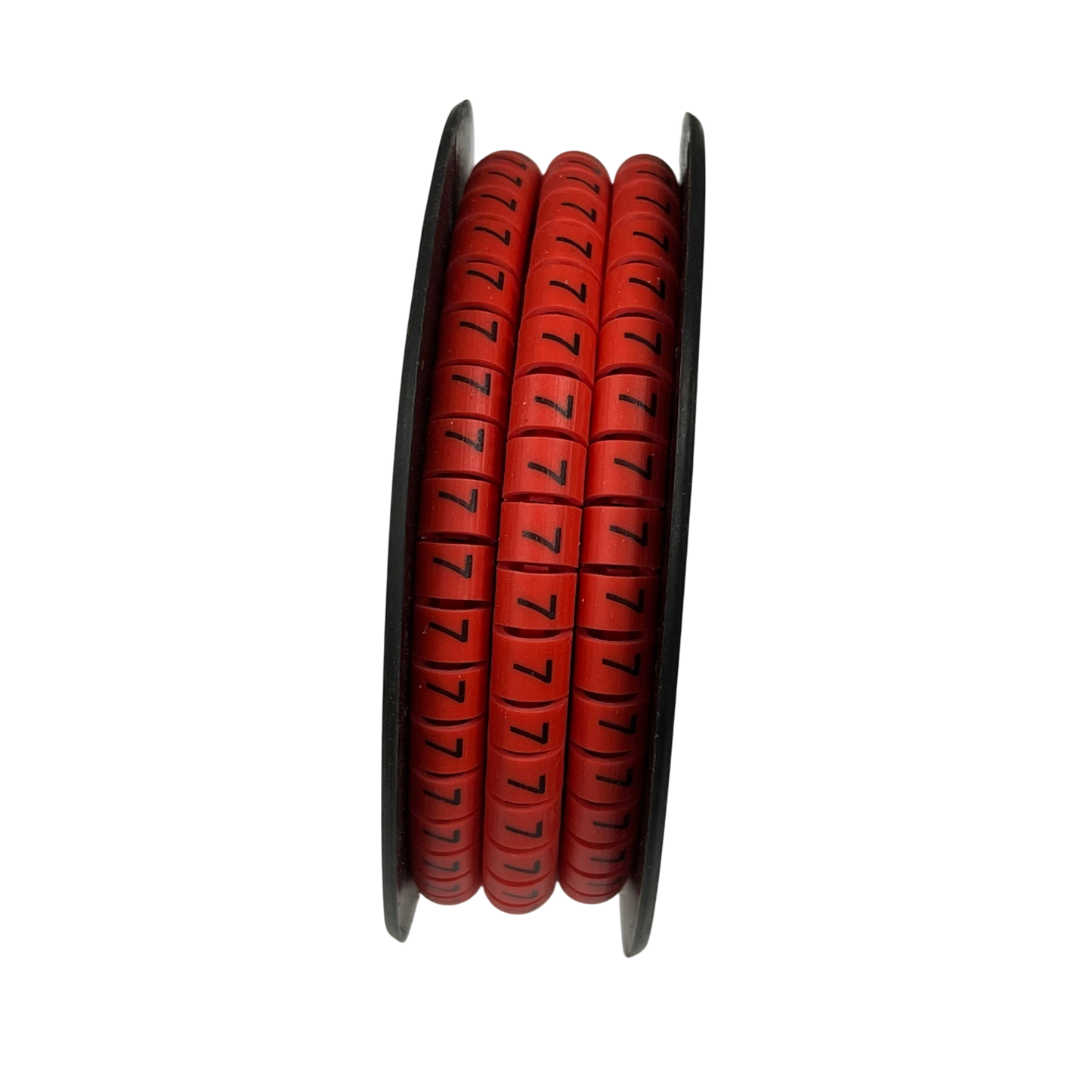 Grippes red cable markers 5mm to 7mm on a spool for organized cable management
