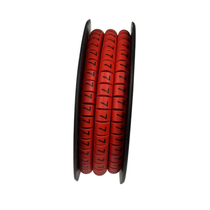 Grippes red cable markers 5mm to 7mm on a spool for organized cable management