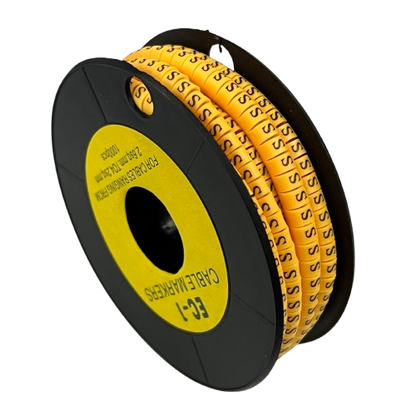 S Marker 2.6mm to 4.2mm cable management markers on black spool from China vendor