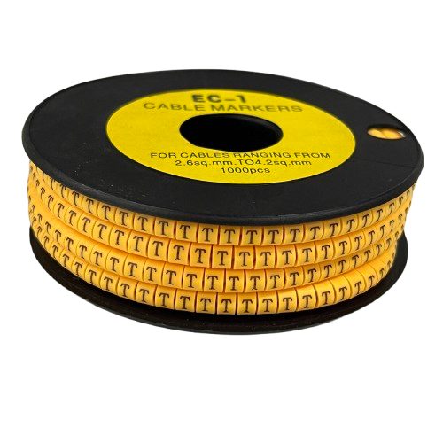 T Marker 2.6mm to 4.2mm yellow cable markers spool for cable management from China