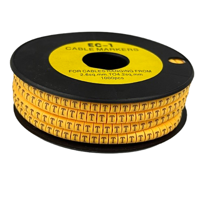 T Marker 2.6mm to 4.2mm yellow cable markers spool for cable management from China