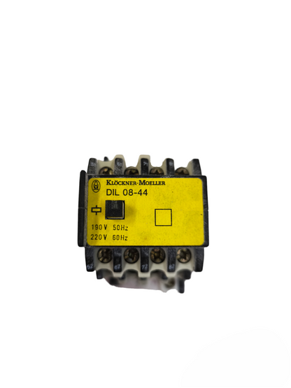 Klockner Moeller magnetic contactor 220V model DIL 08-44 with yellow label and electrical connectors
