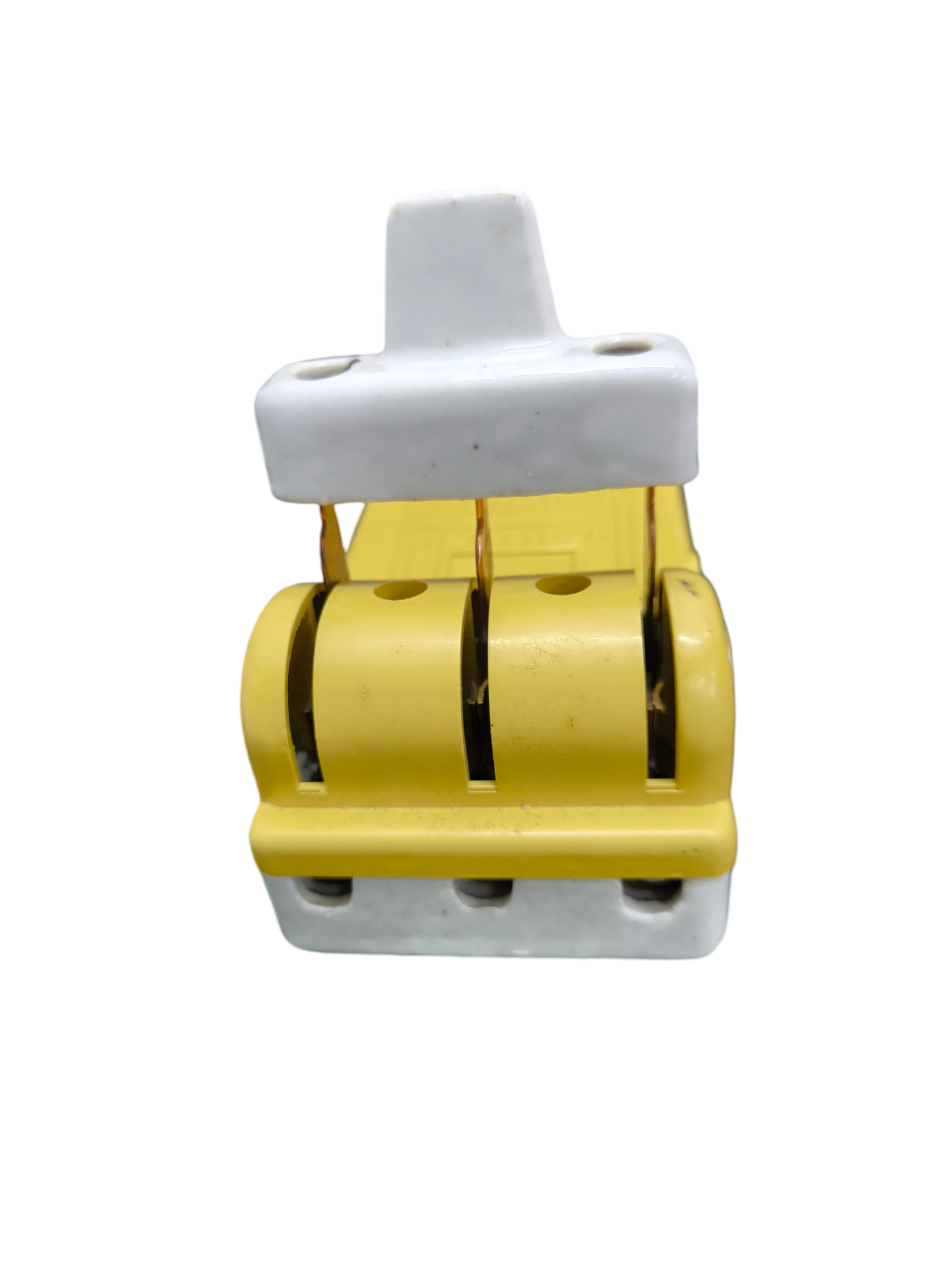 Taiyou Knife Switch 30A 3 Pole power switch with yellow and white insulated handle