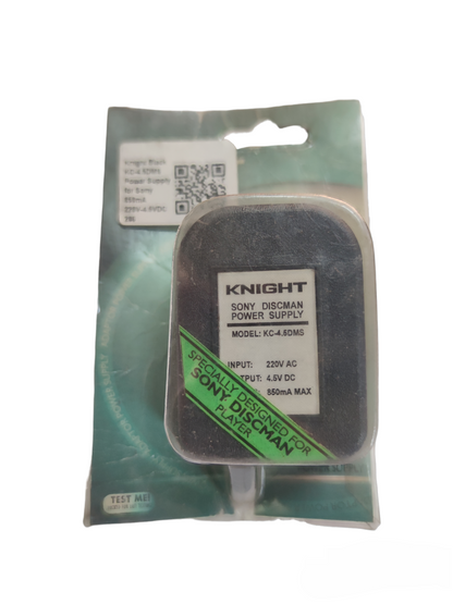 Knight Sony Discman Power Supply with 220V AC to 4.5V DC converter for audio devices