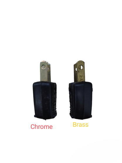 Kopez 2A 220V electrical plug with chrome and brass metal prongs and black plastic body