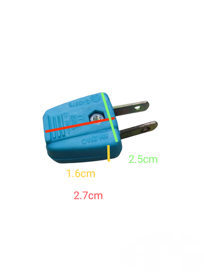 Kopez 2A 220V electrical plug in blue with metal prongs and compact design