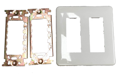 Kopez 6 gang switch plate cover with metal mounting brackets in white for power points and switches