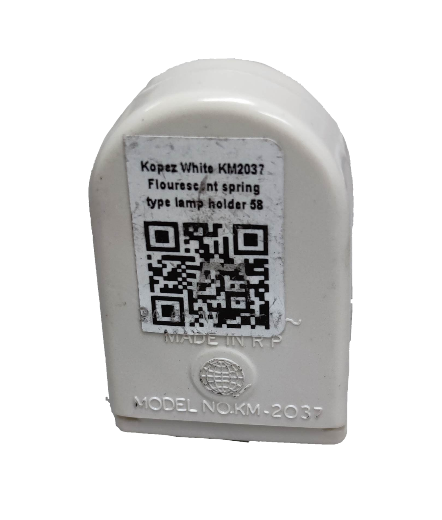 Kopez fluorescent tube holder spring type white plastic lighting accessory model KM-2037