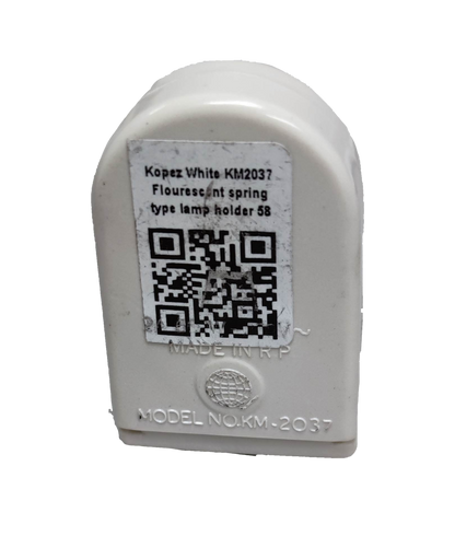 Kopez fluorescent tube holder spring type white plastic lighting accessory model KM-2037