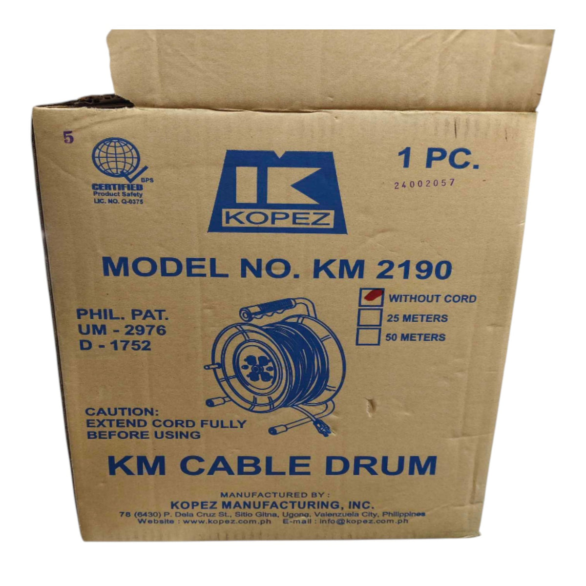 Kopez 15A 250V Extension Wheel Drum 4 Gang Outlet KM2190-A