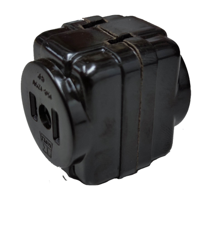 Kopez 3 gang cube cord connector electrical component in black plastic casing