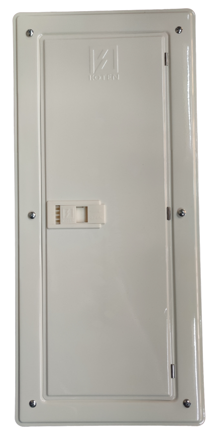 Koten 100A panel board with MCB in white metal enclosure for electrical circuitry and parts