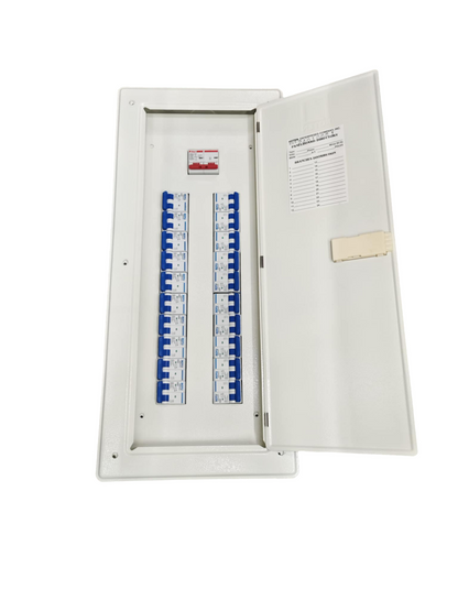 Koten 100A panel board with MCB featuring multiple circuit breakers inside a white metal enclosure