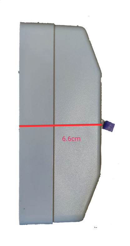 15A 3 pole circuit breaker with enclosure from Electx Electrical Supply showing side view with measurement