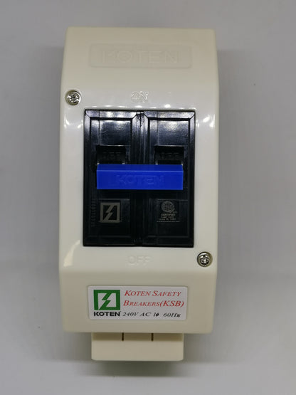 Koten 20A pole circuit breaker with outlet 220V in white casing for electrical safety