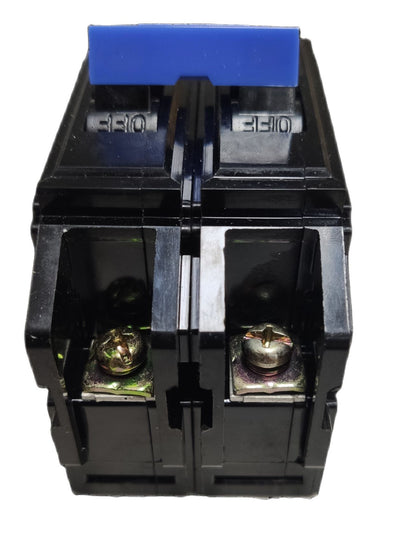 Koten 30A 2 Pole Bolt-on Circuit Breakers black dual pole unit with blue handle and screw terminals