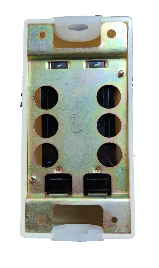 Koten 30A 2P Circuit Breaker with Enclosure showing metal mounting plate terminal openings and plastic housing