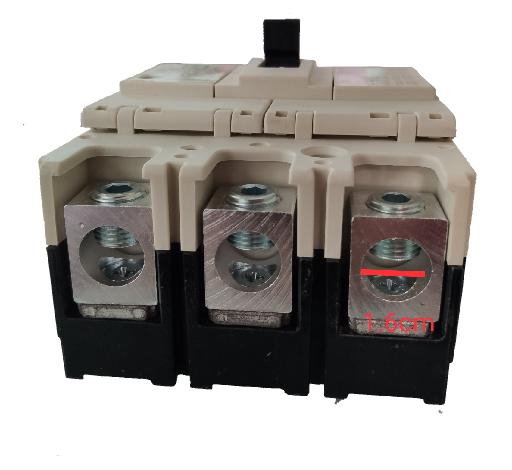 Koten 50 KAIC breaker 220v electrical circuitry part with three terminals and measurement detail