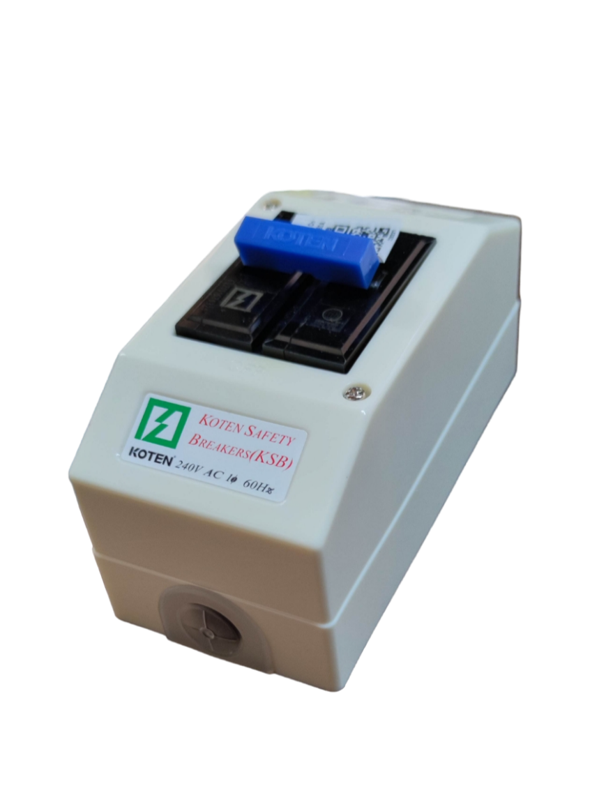 Koten 50A Breaker 250V 2P with Enclosure white plastic housing dual pole switch with blue lever