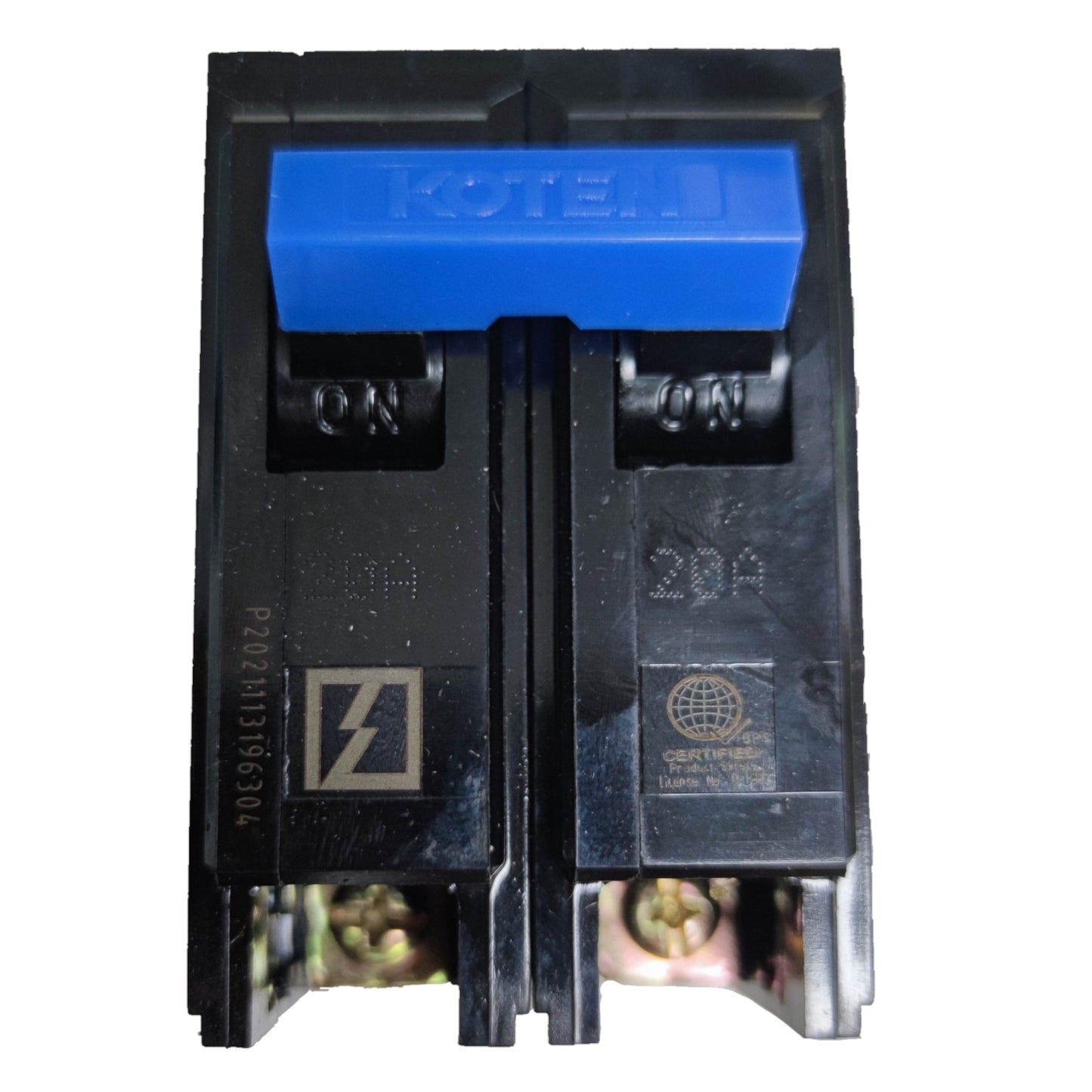 Koten Circuit Breaker 20A 2 Pole Plug-in with a blue switch for reliable electrical protection