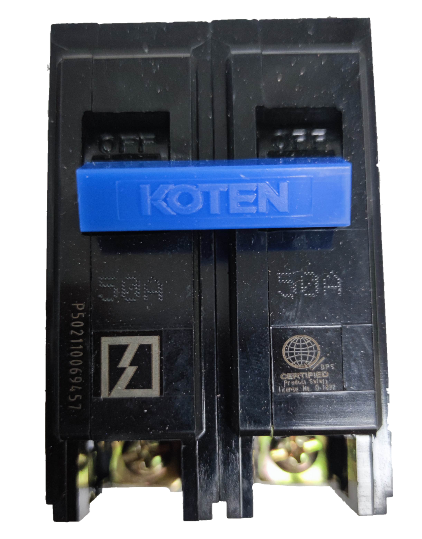 Koten Circuit Breaker 50A 2 Pole Plug-in with clear labeling for easy identification and installation