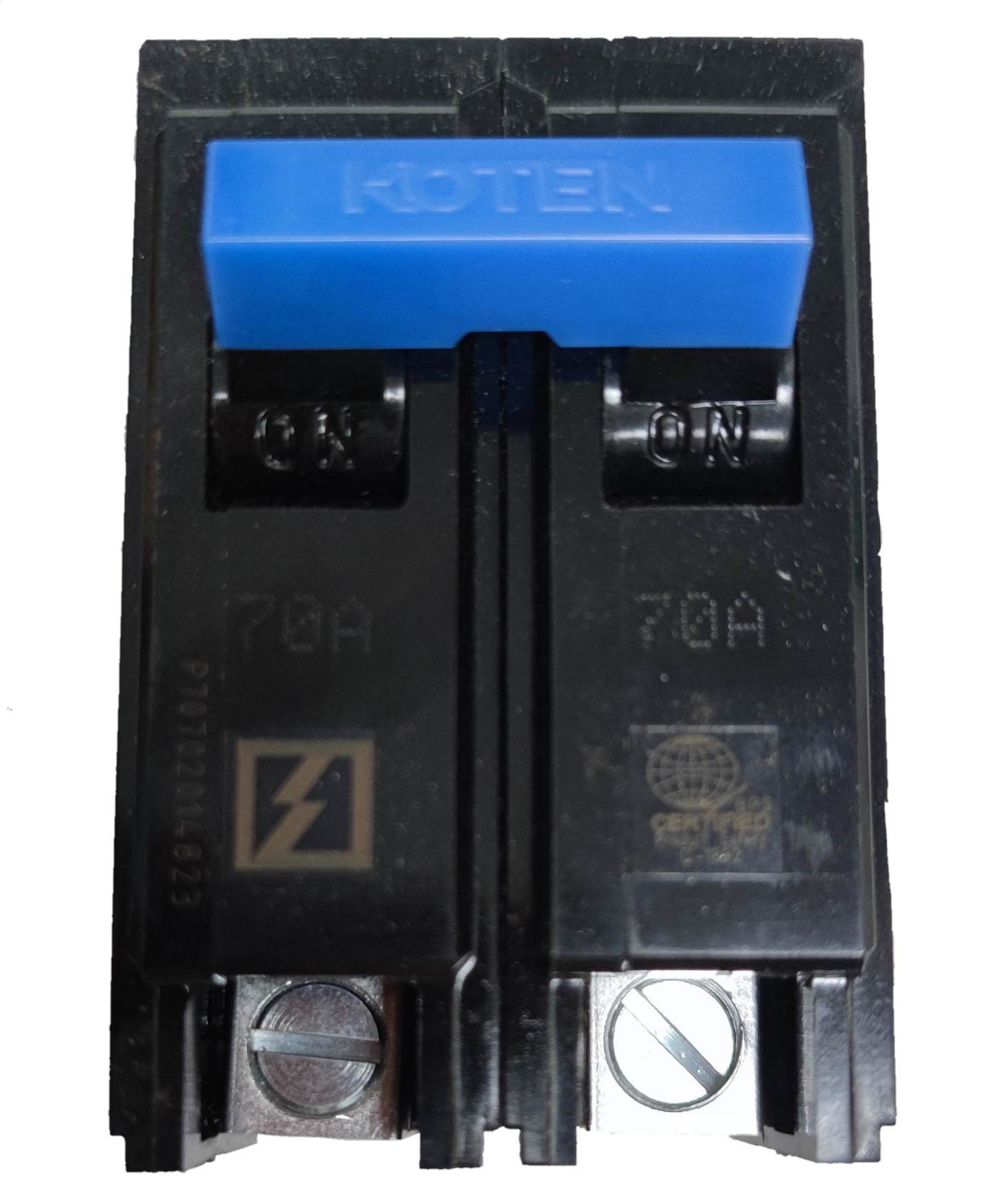 Koten Circuit Breaker 70A 2 Pole Plug-in with dual ON switches for reliable electrical protection
