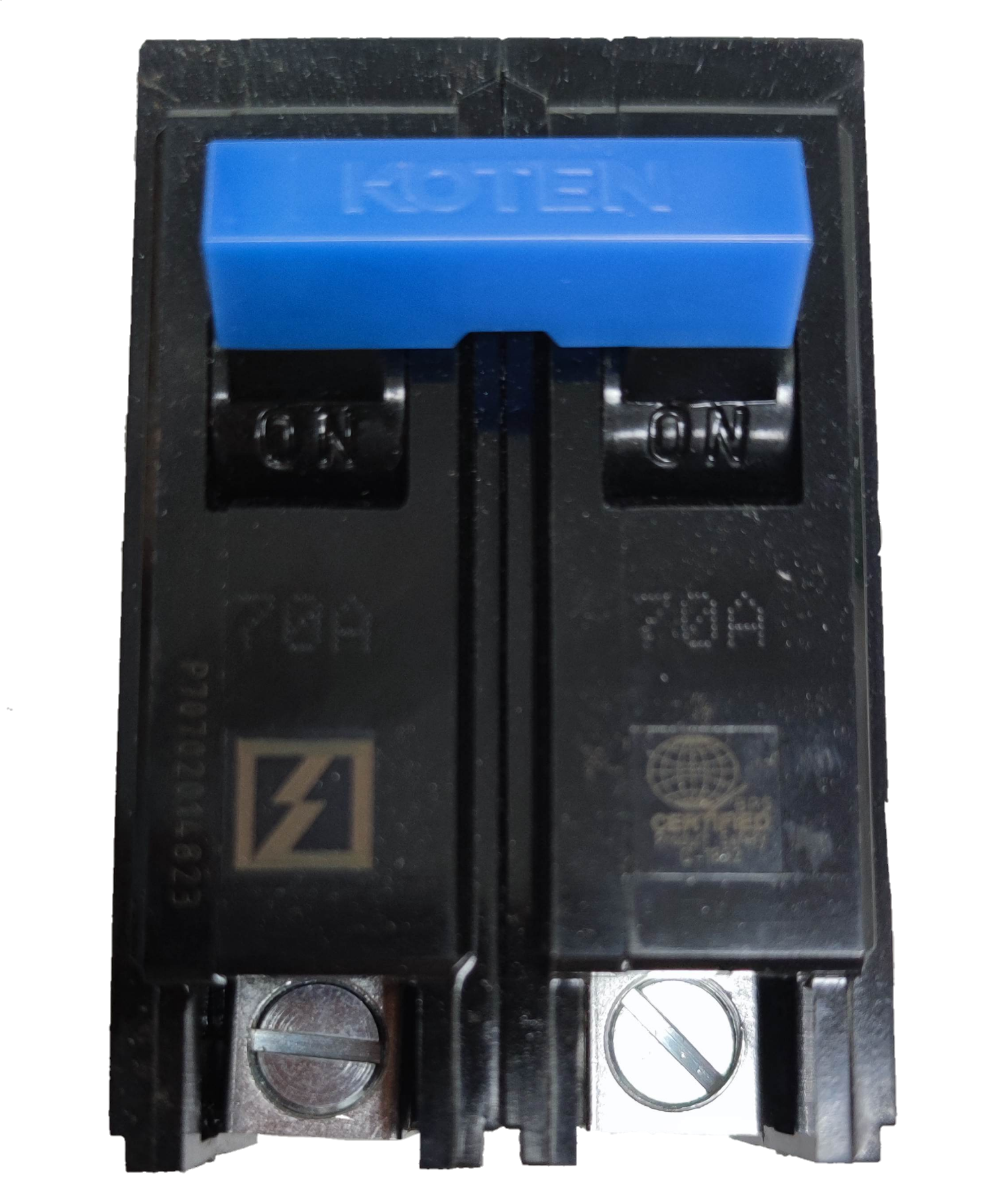 Koten Circuit Breaker 70A 2 Pole Plug-in with dual ON switches for reliable electrical protection