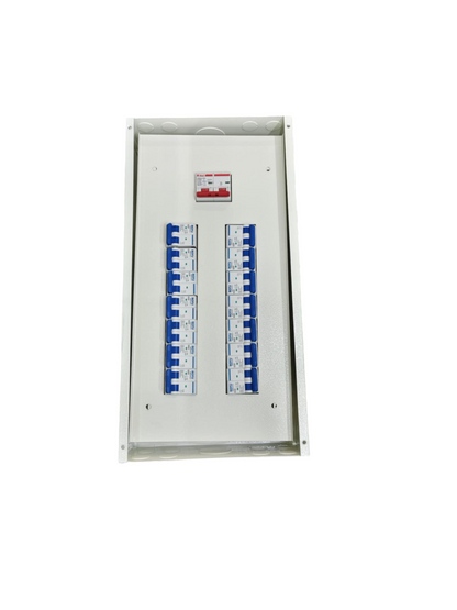Koten Panel Board 125A 2Pole Main electrical circuitry with multiple circuit breakers and white metal enclosure