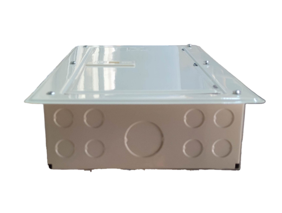 Electx Electrical Supply white metal recessed panel board for miniature circuit breaker with removable cover