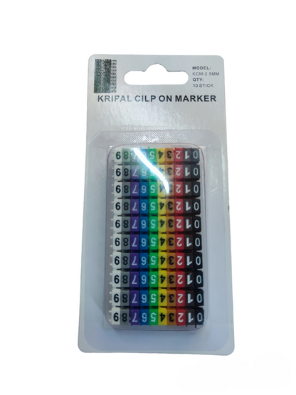 Grippes Cable Marker Clip On 0-9 in multicolor for cable management and identification