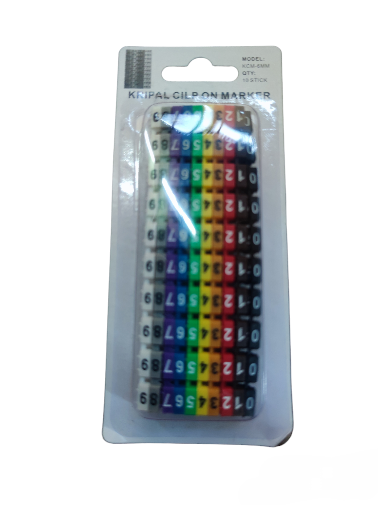 Grippes Cable Marker Clip On 0-9 with colorful number-coded clips for cable management