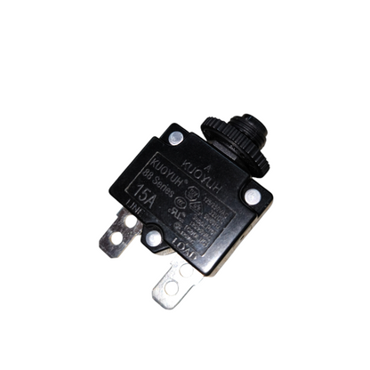 Kuoyuh 15A push to reset circuit breaker designed for electrical safety in various applications