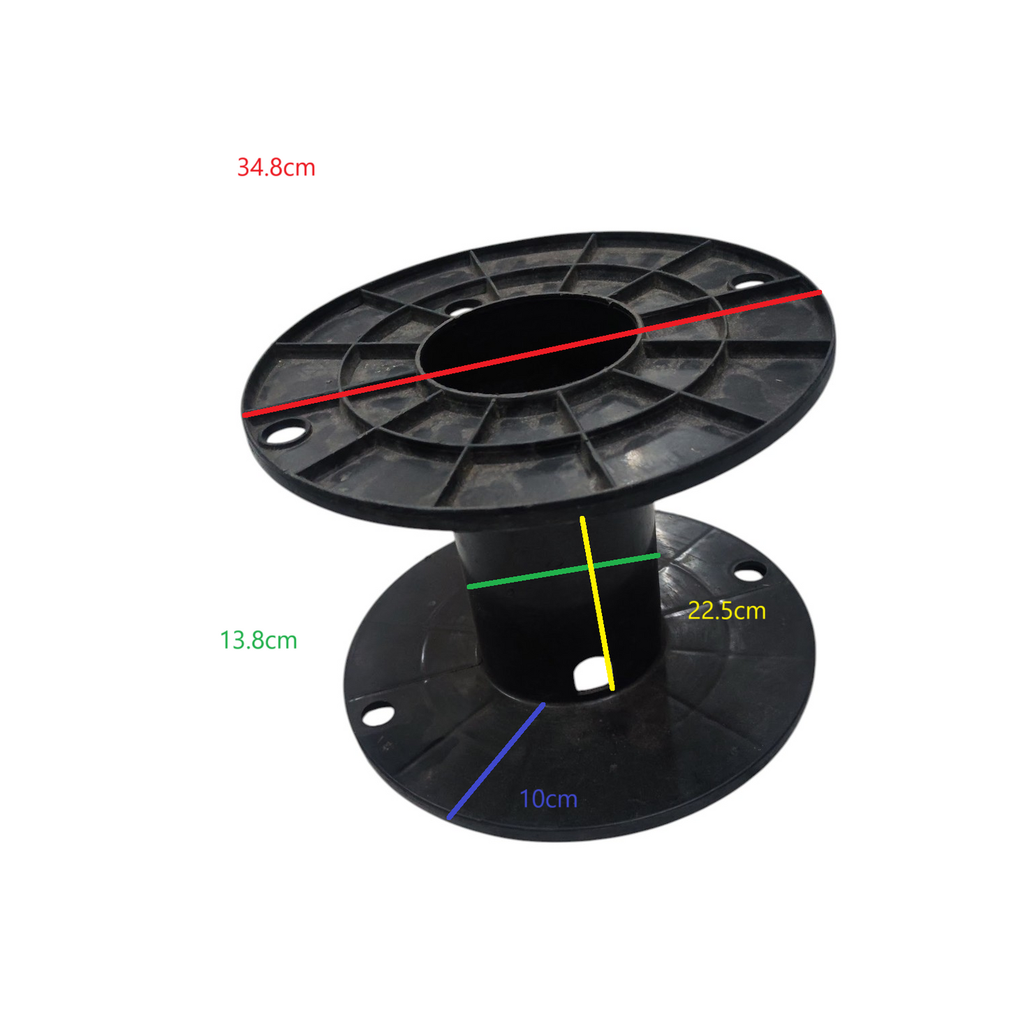 Large wire spool 30kg capacity with dimensions of 34.8cm and 22.5cm for efficient laundry use