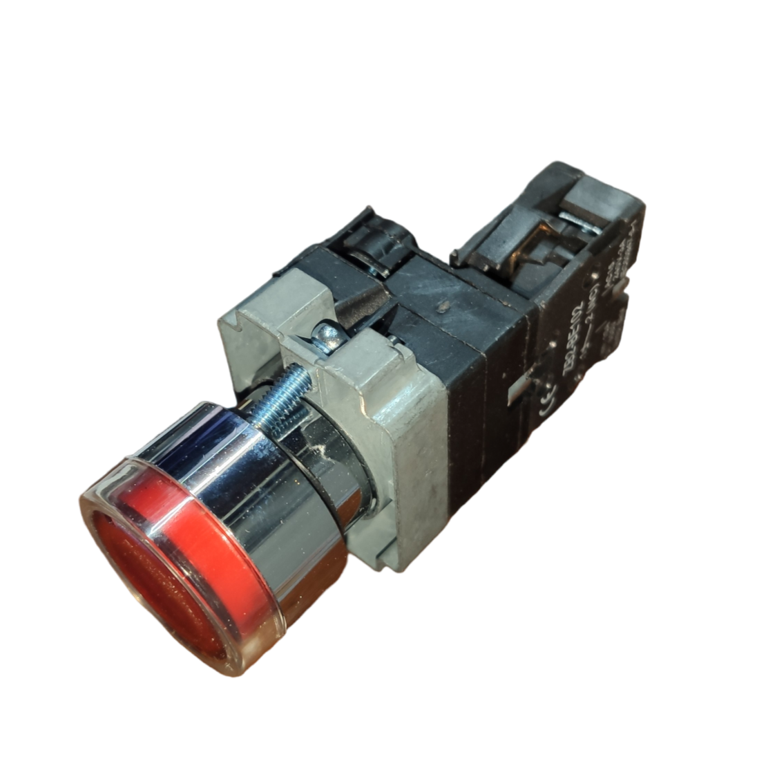 Grippes LED Indicator Lamp 22mm 220V 5A with red lens and black mounting base for power switches